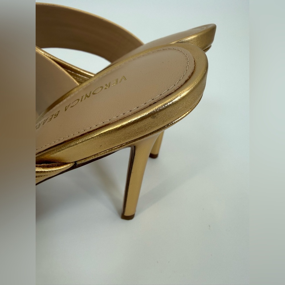Veronica Beard Asha Mignon High Heel Gold Metallic Strappy Stiletto Sandals SZ 6 - Picture 11 of 17